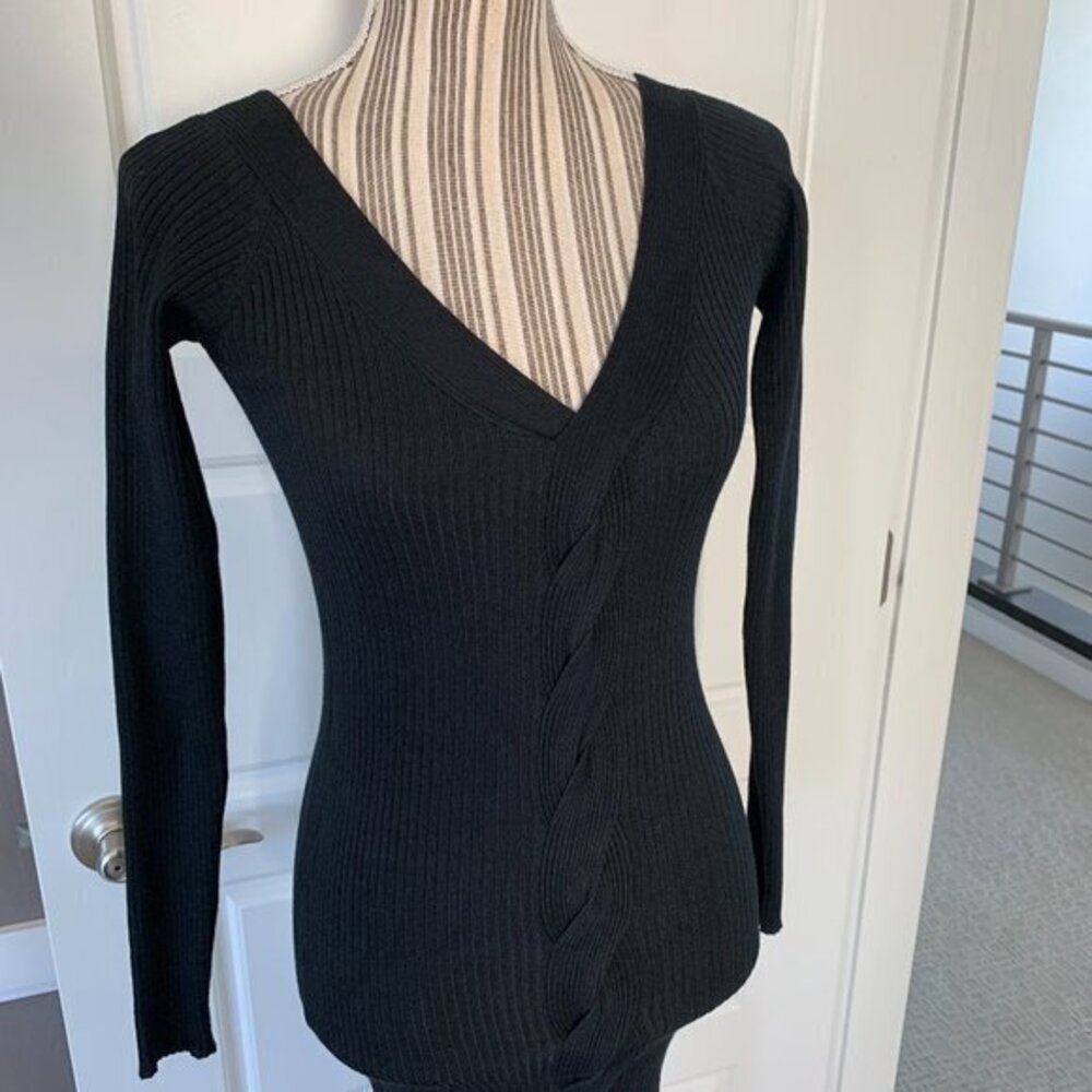 BodyCon Midi Ribbed Twist Sweater Dress